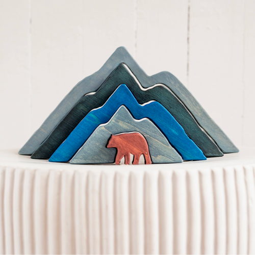 nesting stacking toy waldorf montessori bear and mountains